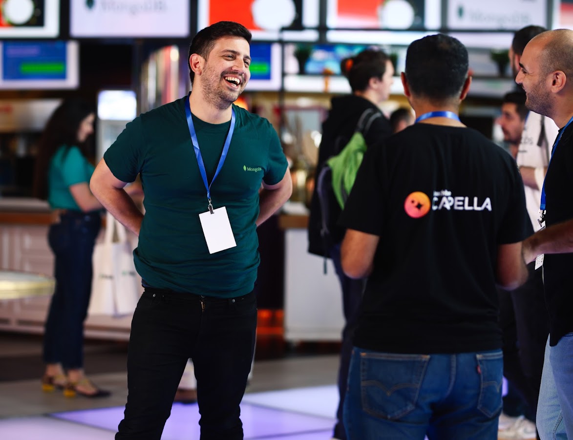 Smiling attendee networking at Data TLV
